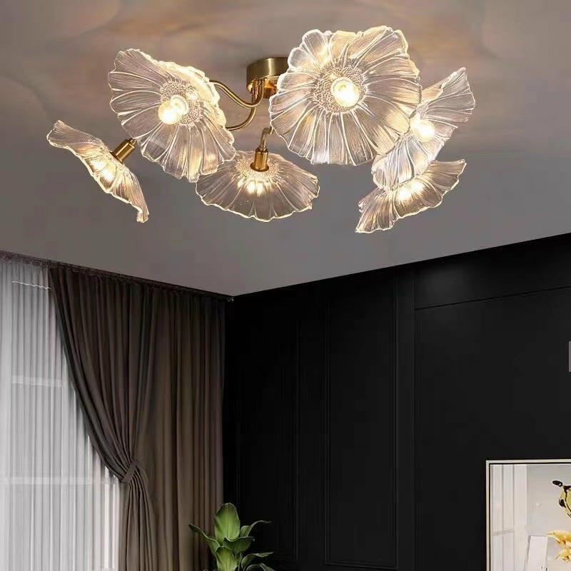Customer photo review of Ceiling Light, Frosted Leaf Glass Shades, Gold, E27, Lotus Leaf