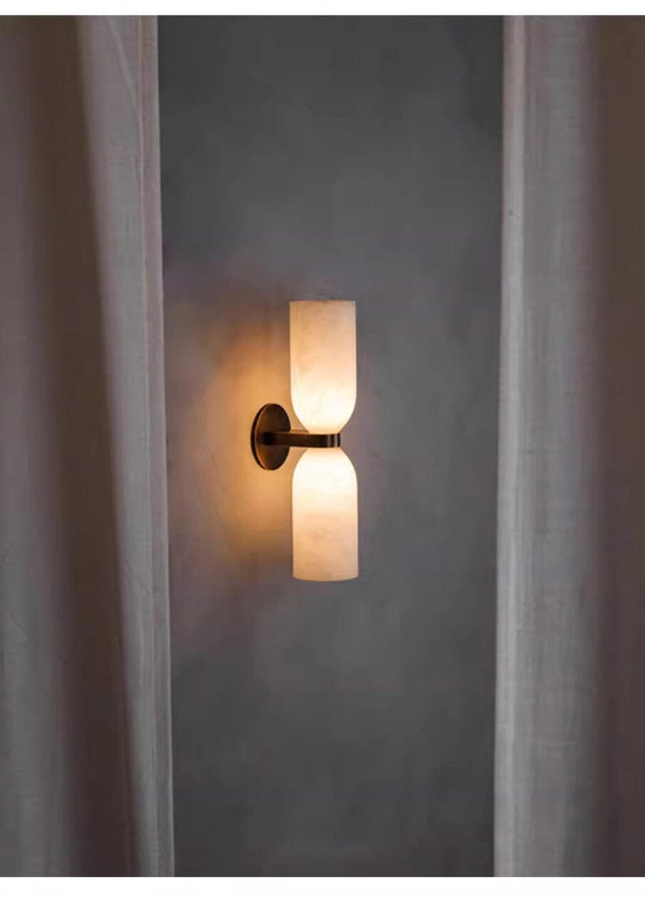 Customer photo review of Wall Sconce, Twin Alabaster Columns, Bronze Nexus, E14 Dimmable