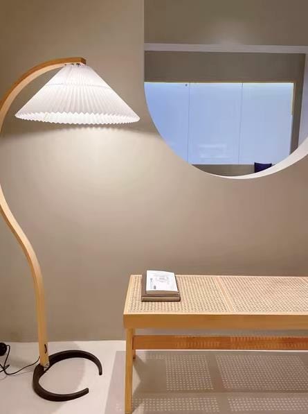 Customer photo review of Floor Lamp, Caprani Beechwood & Linen Shade, E26/E27, Plug-In