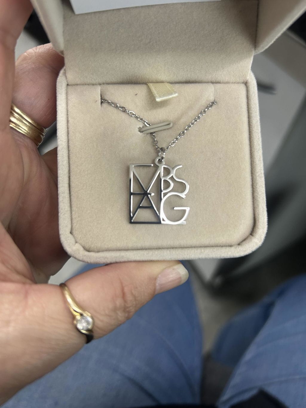 Customer photo review of Couple Monogram Necklace