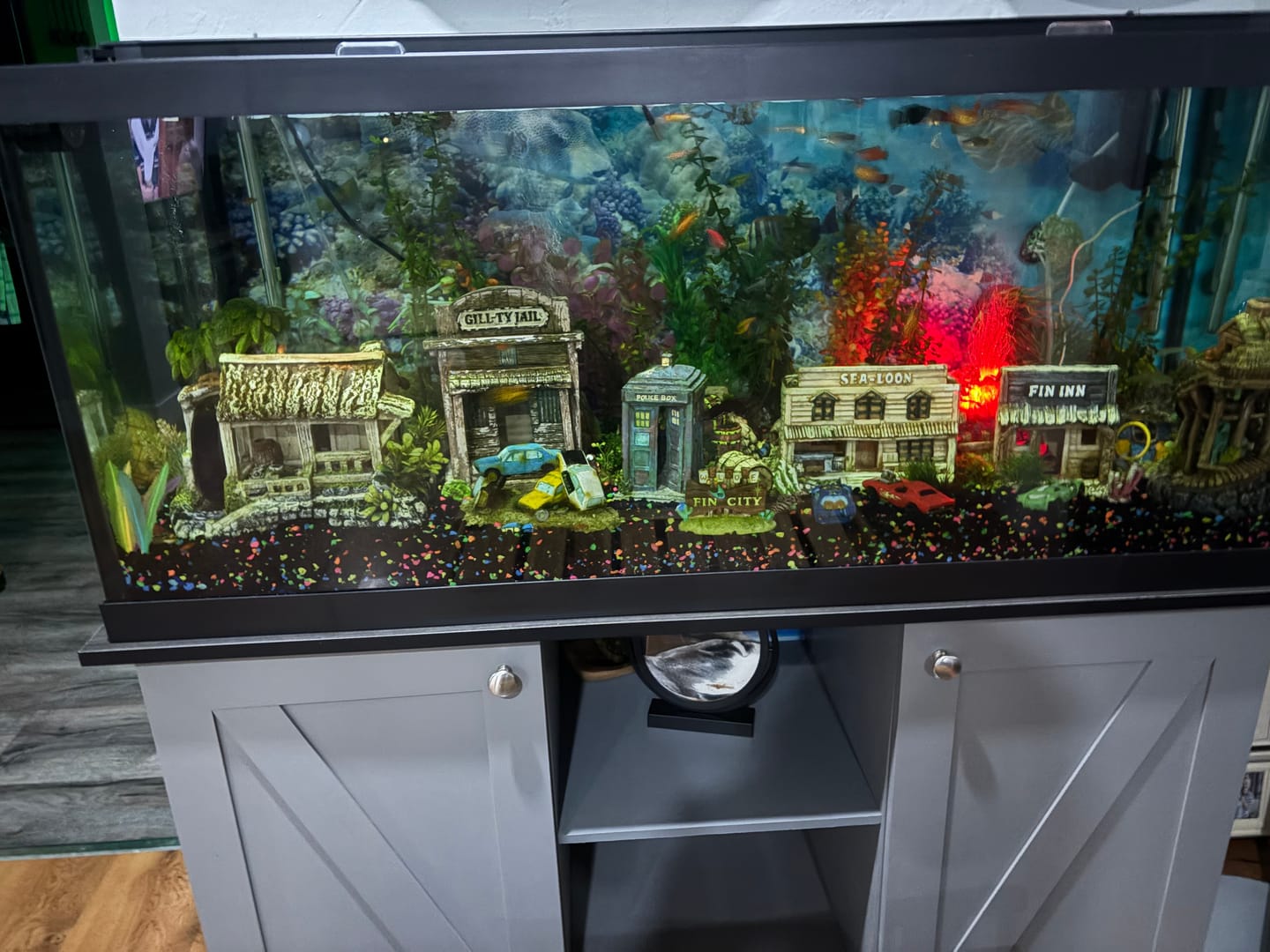 Customer photo review of Aquatop Volcano Ornament with LED Light & Bubble Function