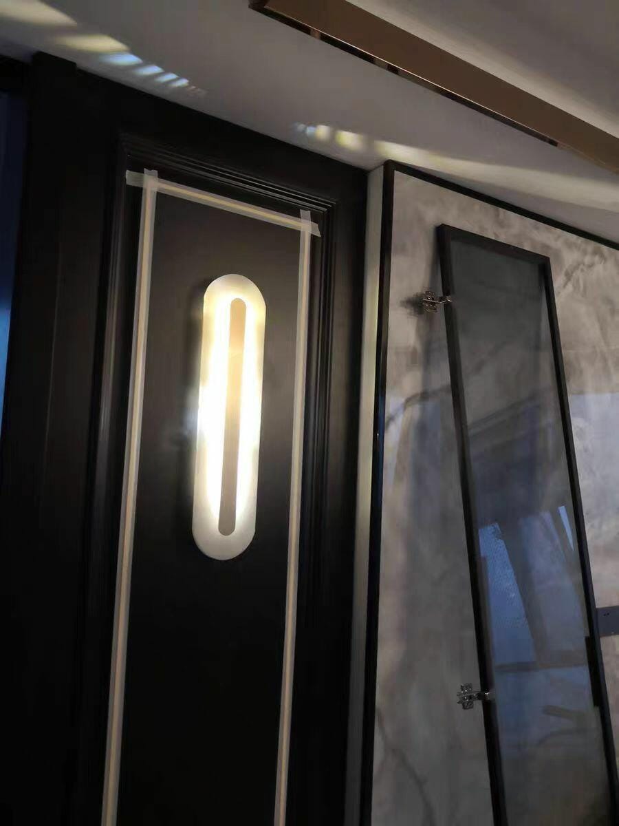 Customer photo review of Wall Sconce, Genuine Alabaster & Brass, Integrated LED, Dimmable