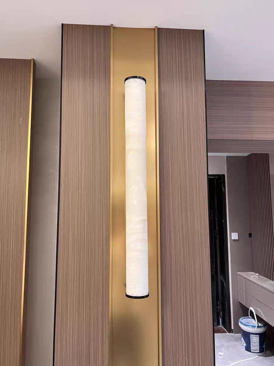 Customer photo review of Callisto Wall Sconce, Natural Alabaster Shade, Brass or Black, Integrated LED