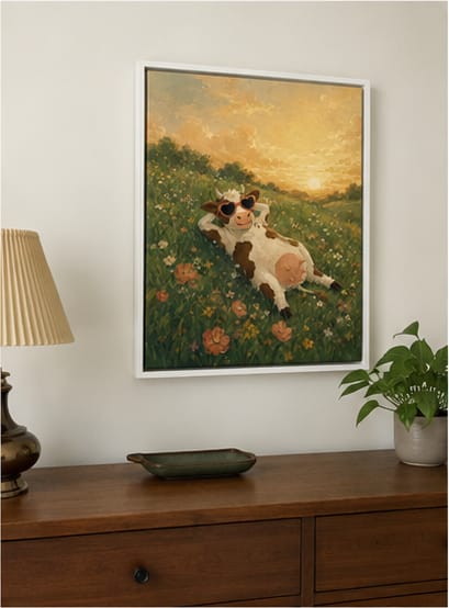 Customer photo review of Funny Cow Canvas Wall Art
