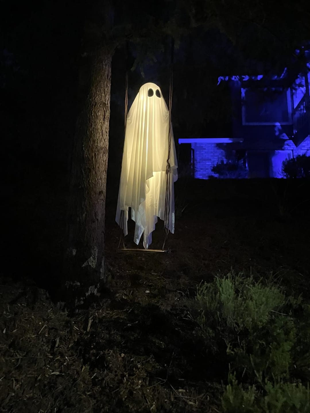 Customer photo review of Glowing Ghost Swing for Halloween Decor