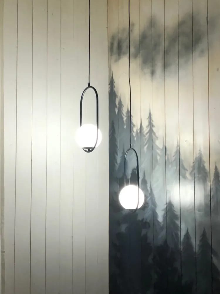 Customer photo review of Mila Pendant Light, White Glass Globe, Brass, Black or Silver, E27