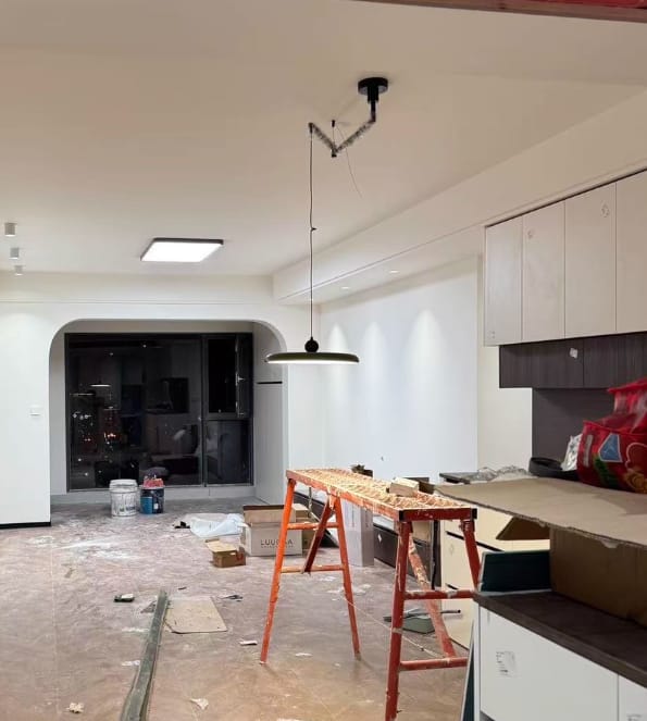 Customer photo review of Pendant Light, Mid-Century Swing Arm Disc, Acrylic, LED, Lola
