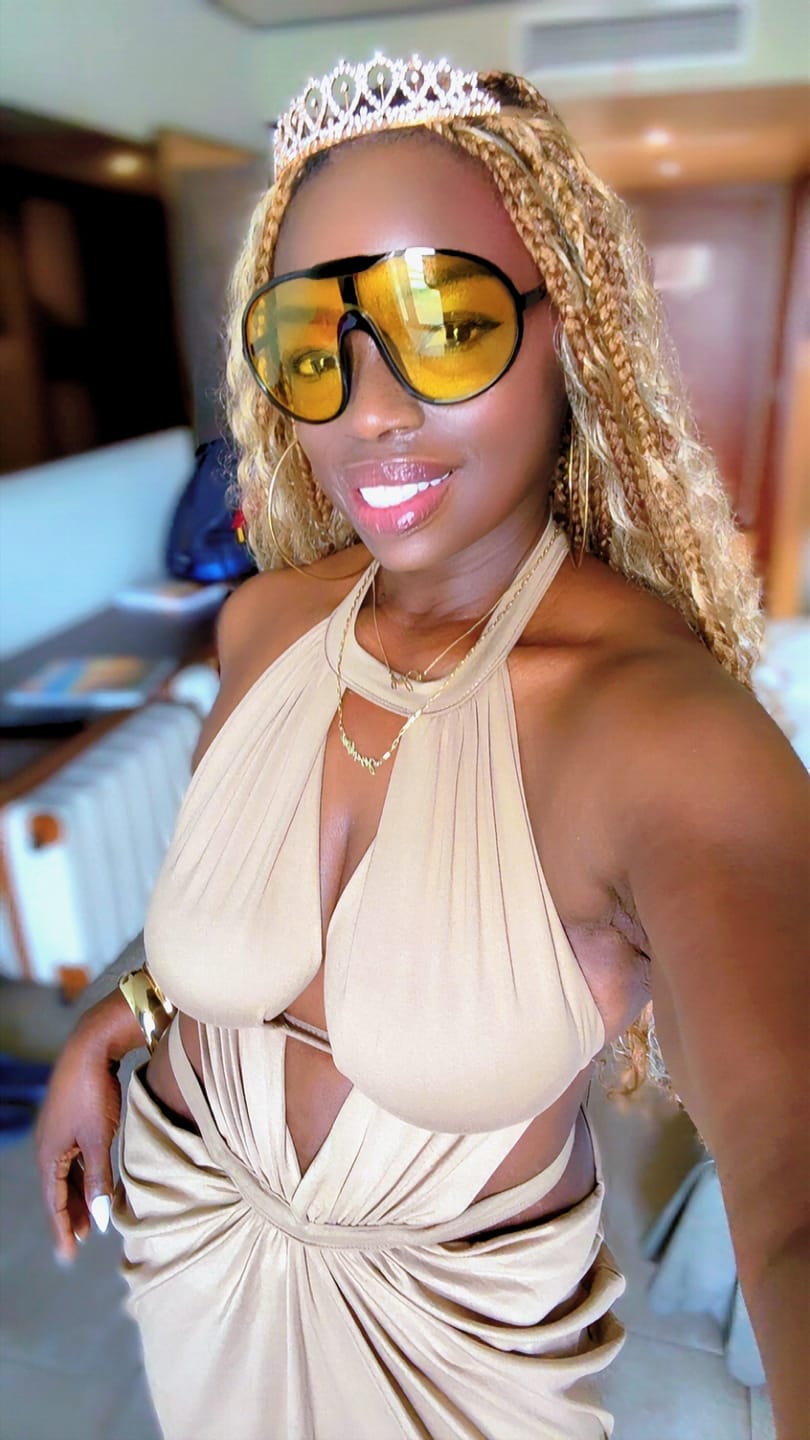 Customer photo review of Cutout Halter Maxi Dress