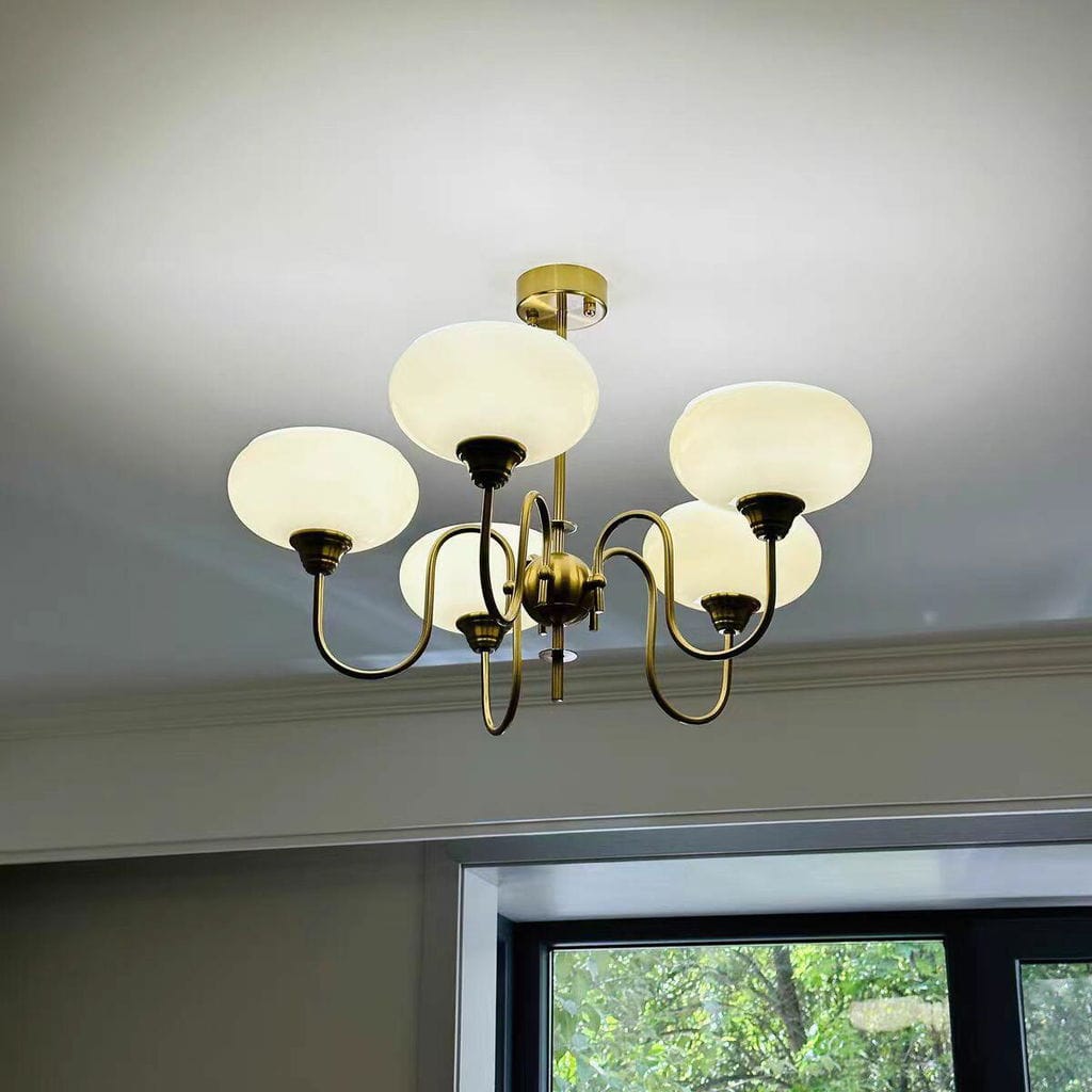 Customer photo review of Persimmon Chandelier, Milk-White & Creamy Glass, E27, Gold or Chrome