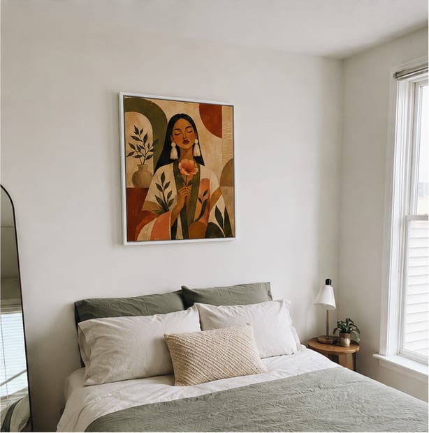 Customer photo review of Boho Woman Canvas Wall Art