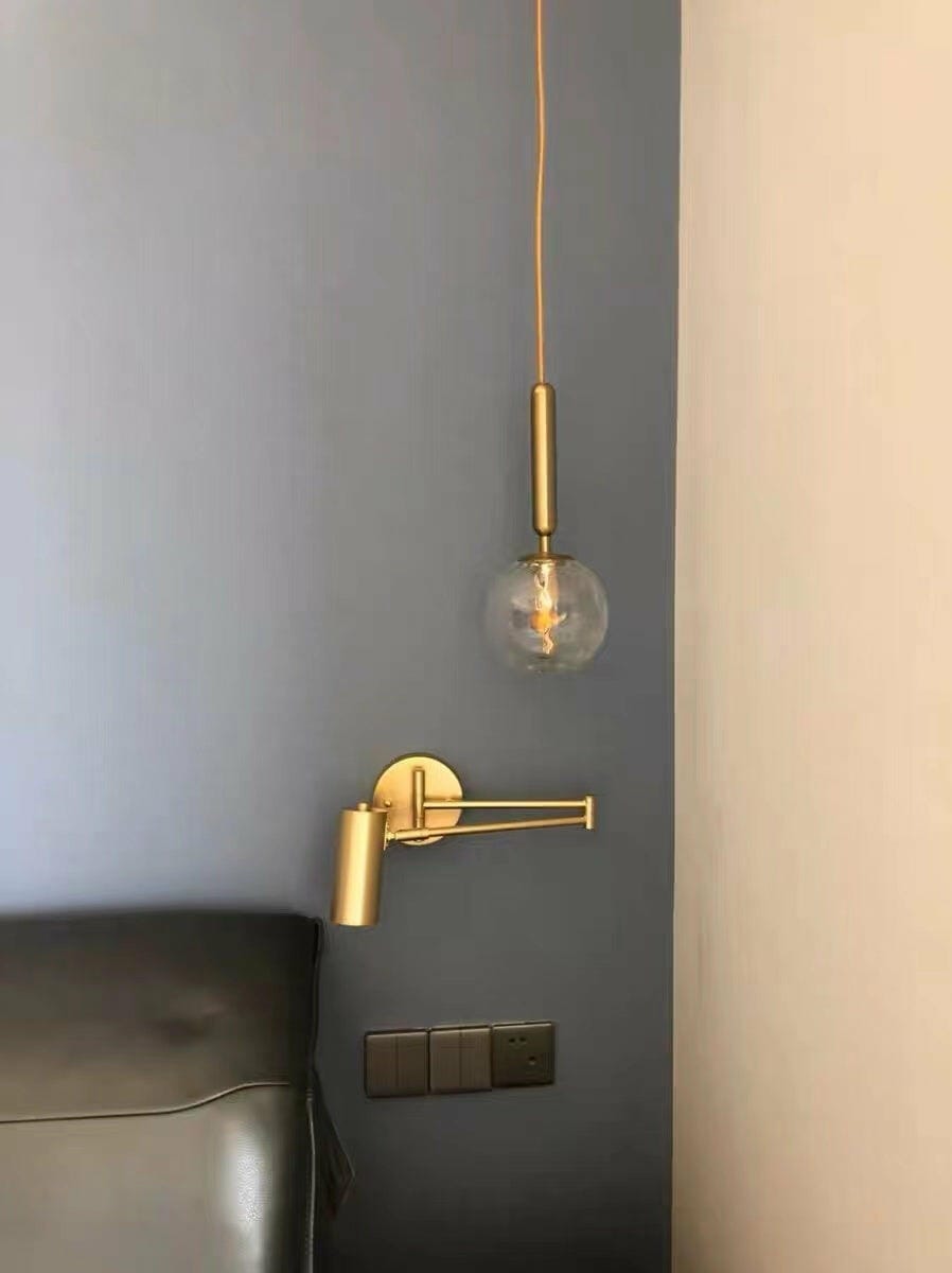 Customer photo review of Swing Arm Wall Sconce, Adjustable Iron Arm, Integrated LED, Gold