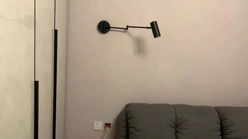 Customer photo review of Swing Arm Wall Sconce, Adjustable Iron Arm, Integrated LED, Gold