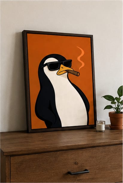 Customer photo review of Funny Penguin Canvas Wall Art