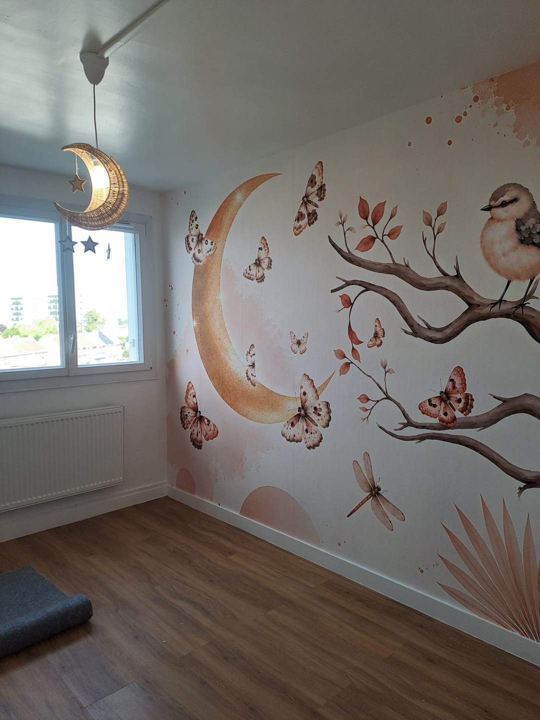 Customer photo review of Papier Peint Oiseaux  Papillons et Douceur Lune