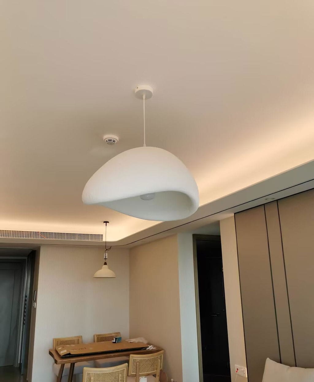 Customer photo review of Pendant Light Selene Halia, Moon-Inspired Dome Shade, E26, Grey or White