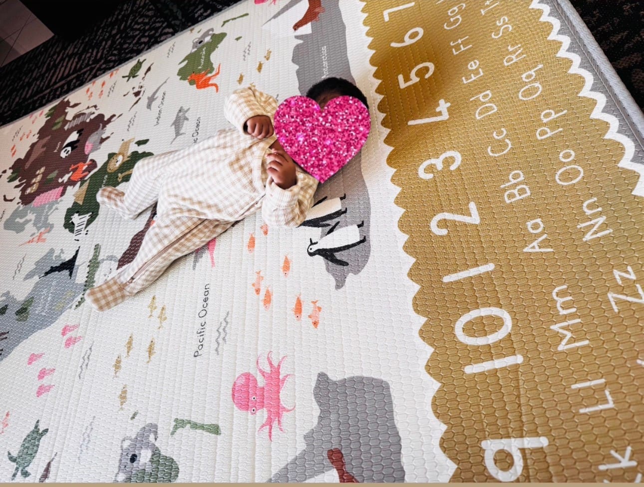 Customer photo review of World Map & Alphabet Play Mat