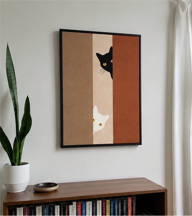 Customer photo review of Black and White Cats Canvas Wall Art