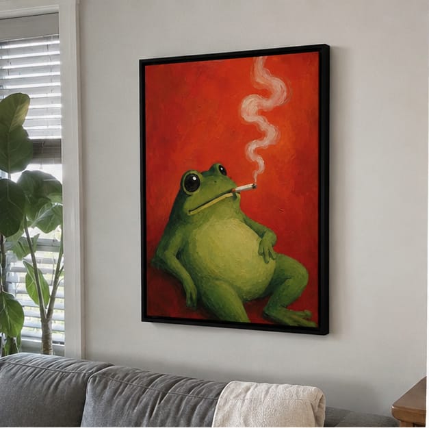 Customer photo review of Funny Frog Canvas Wall Art