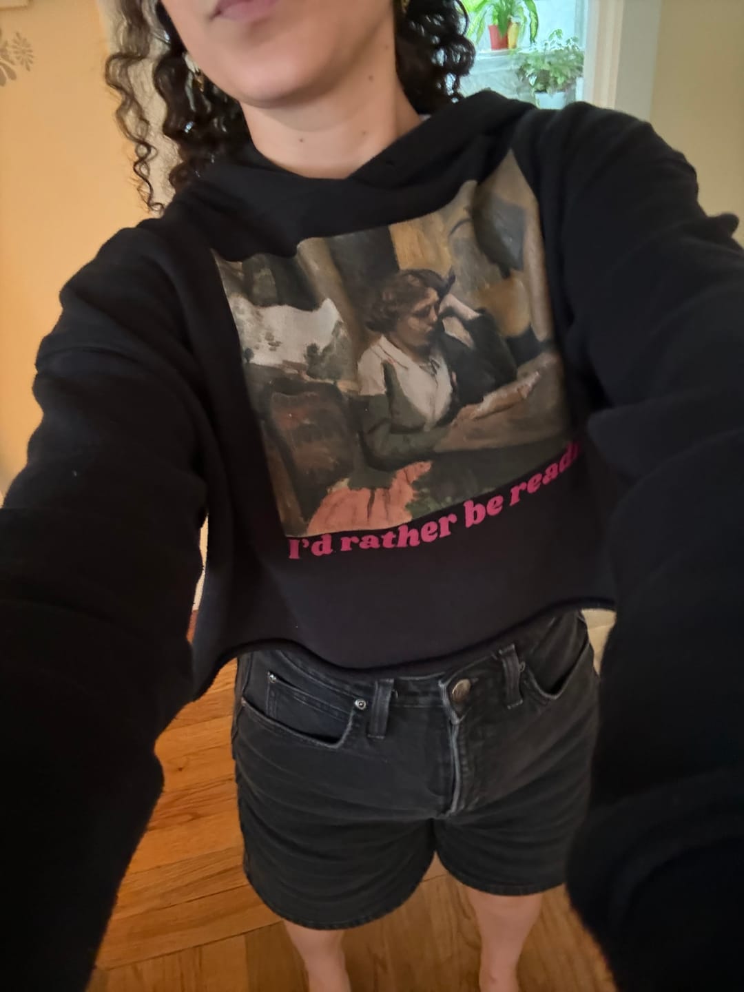 Customer photo review of Corot Crop Hoodie - rather be reading