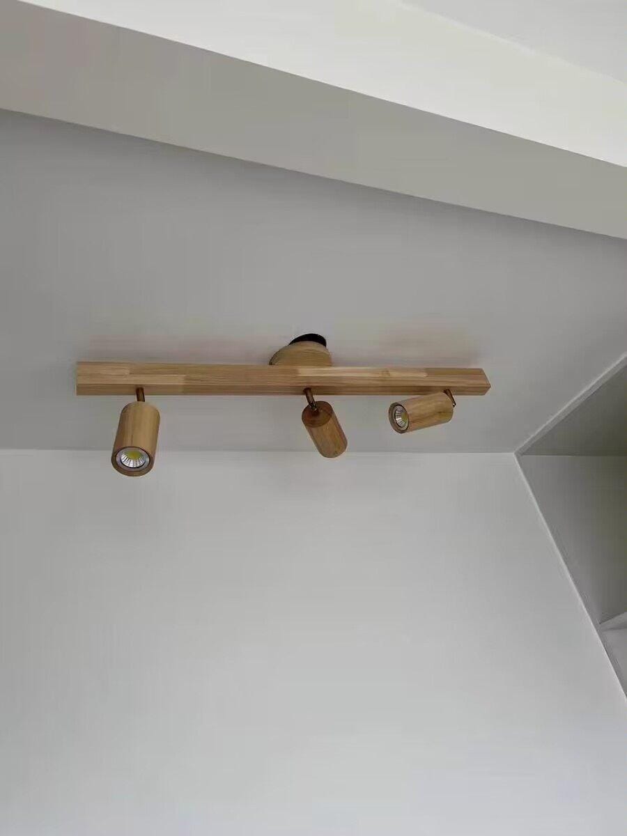 Customer photo review of Ceiling Light, Natural Wood Shade Track Spotlight, E27, 1-5 Head
