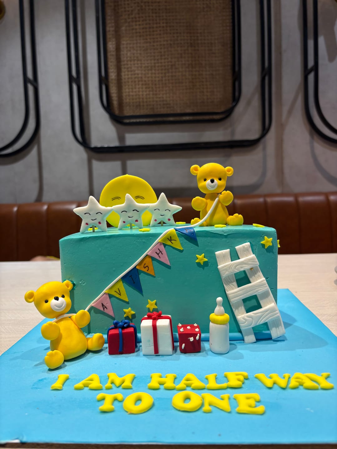 Customer photo review of Teddy 6 Months Cake