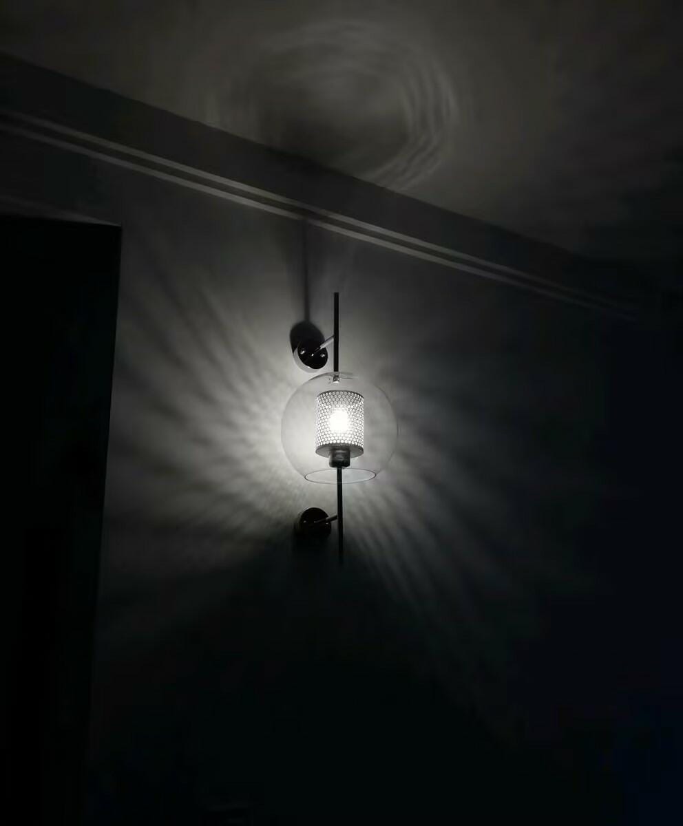 Customer photo review of Wall Light, Chiswick Glass Globe, Copper Silver Black, E27