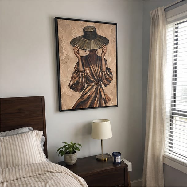Customer photo review of Woman in Wide Brim Hat Canvas Wall Art