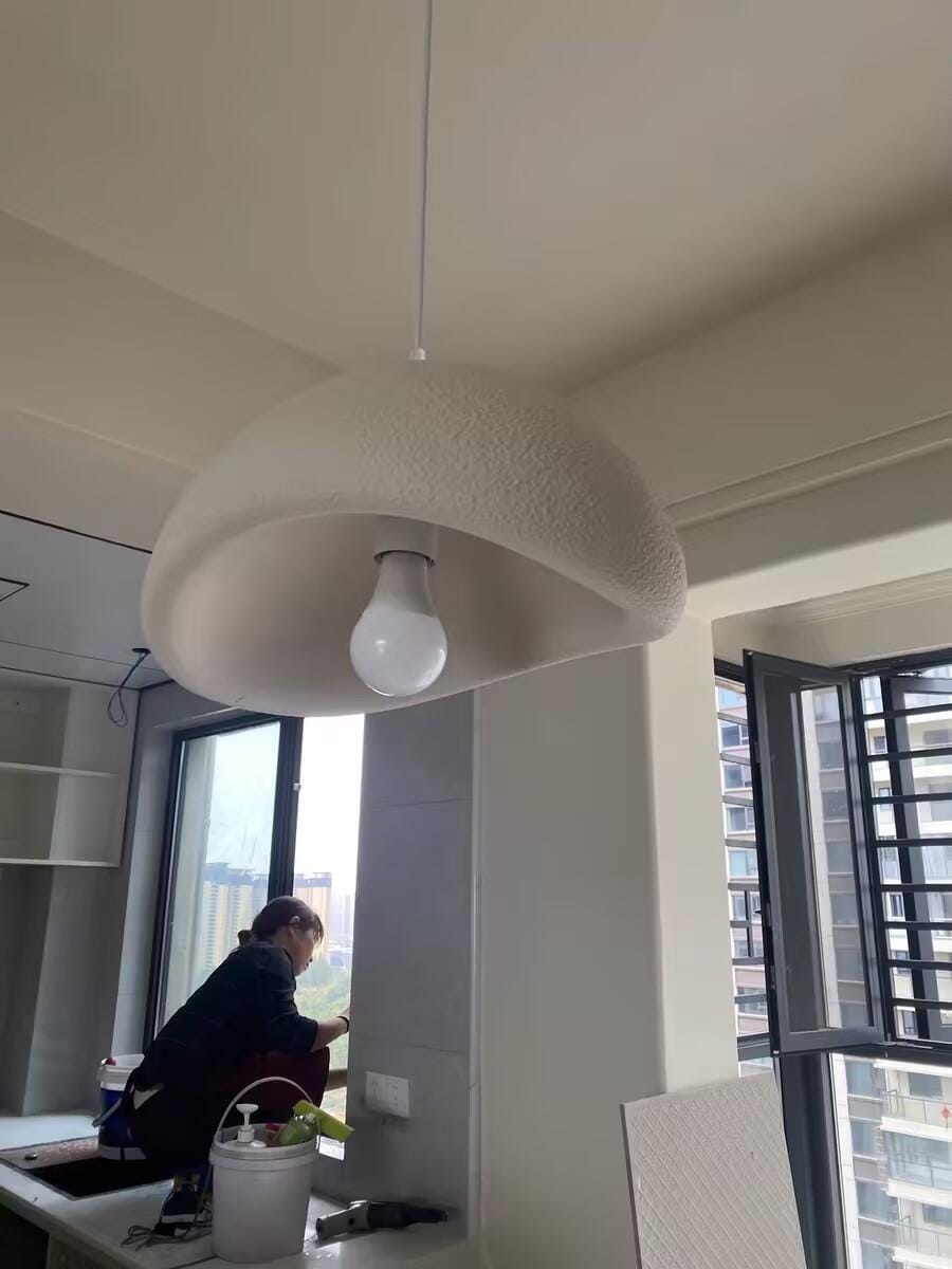 Customer photo review of Pendant Light Selene Halia, Moon-Inspired Dome Shade, E26, Grey or White