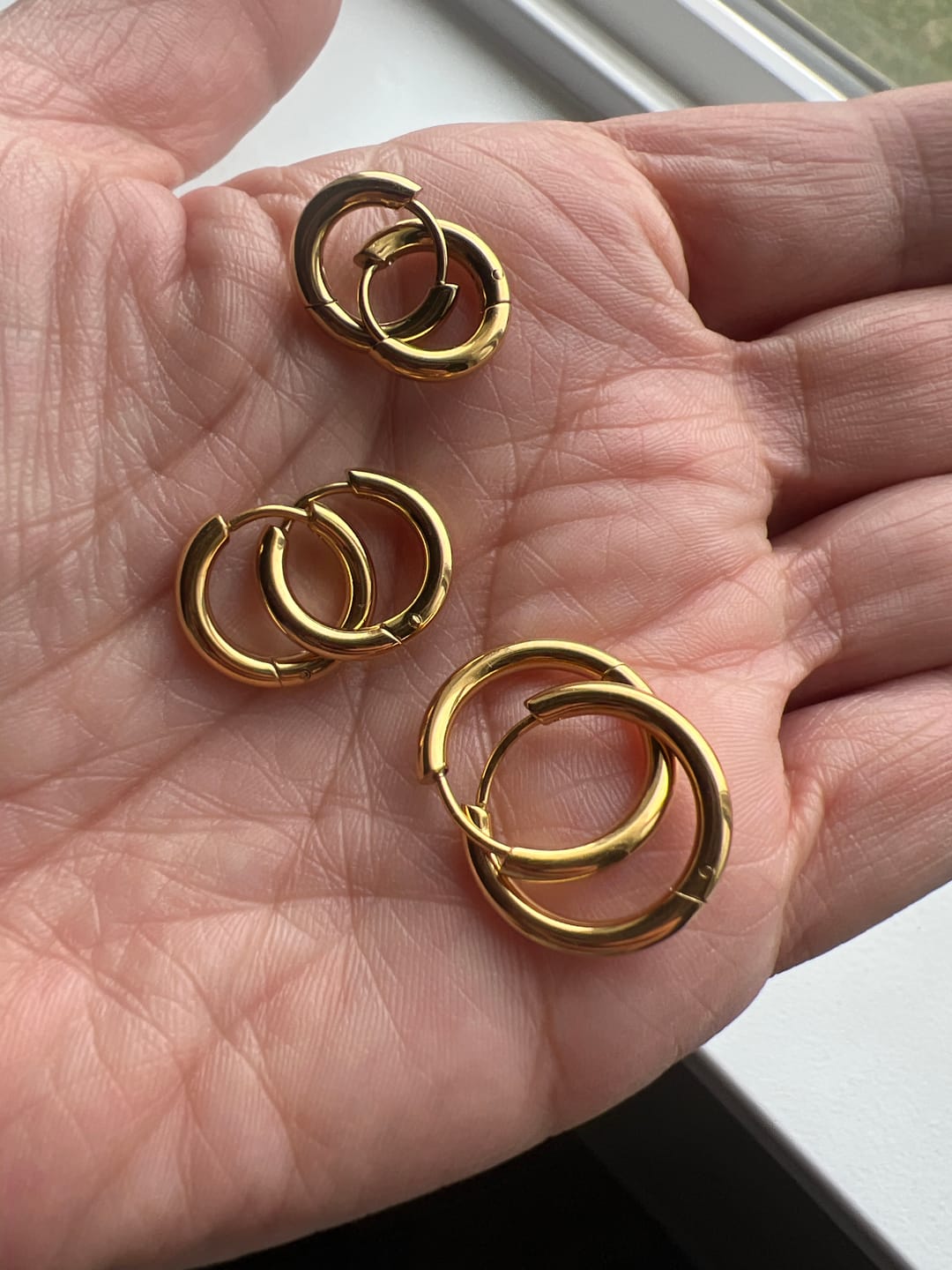 Customer photo review of Gold Trio Mini Hoop Set