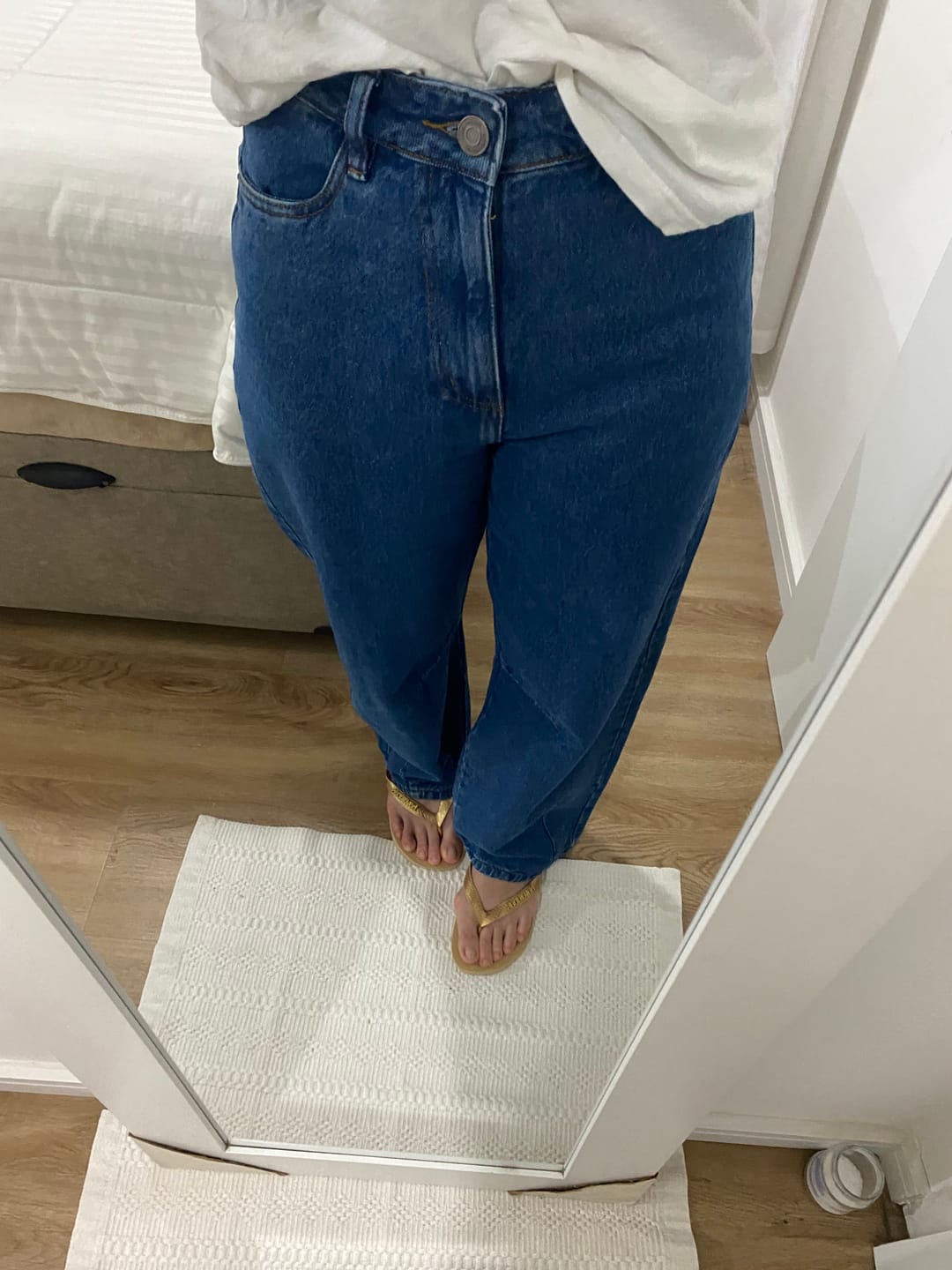 Customer photo review of Calça Jeans Balloon Baobá Azul Médio