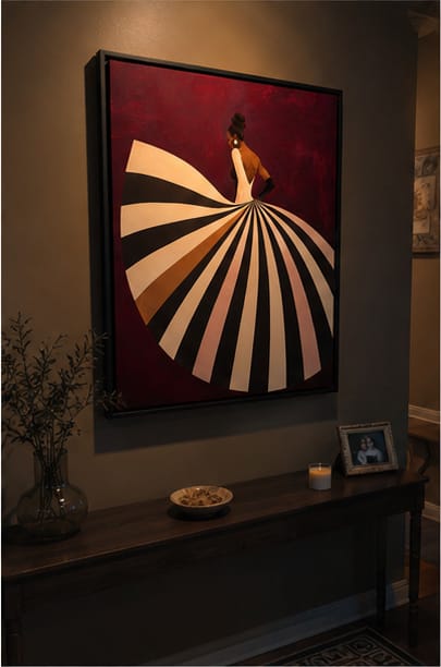 Customer photo review of Woman in Striped Dress Canvas Wall Art
