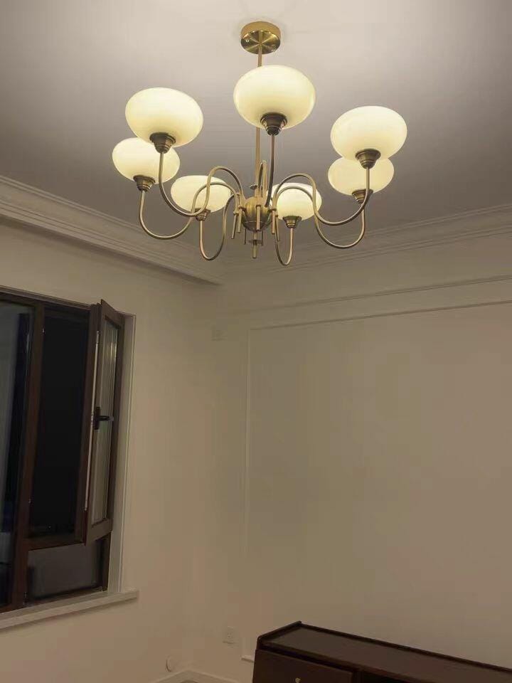 Customer photo review of Persimmon Chandelier, Milk-White & Creamy Glass, E27, Gold or Chrome