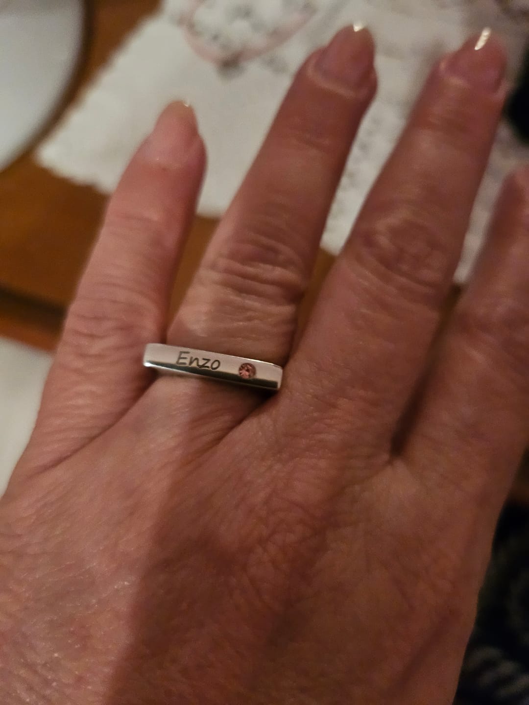 Customer photo review of Anello Fettina Nome e Zircone