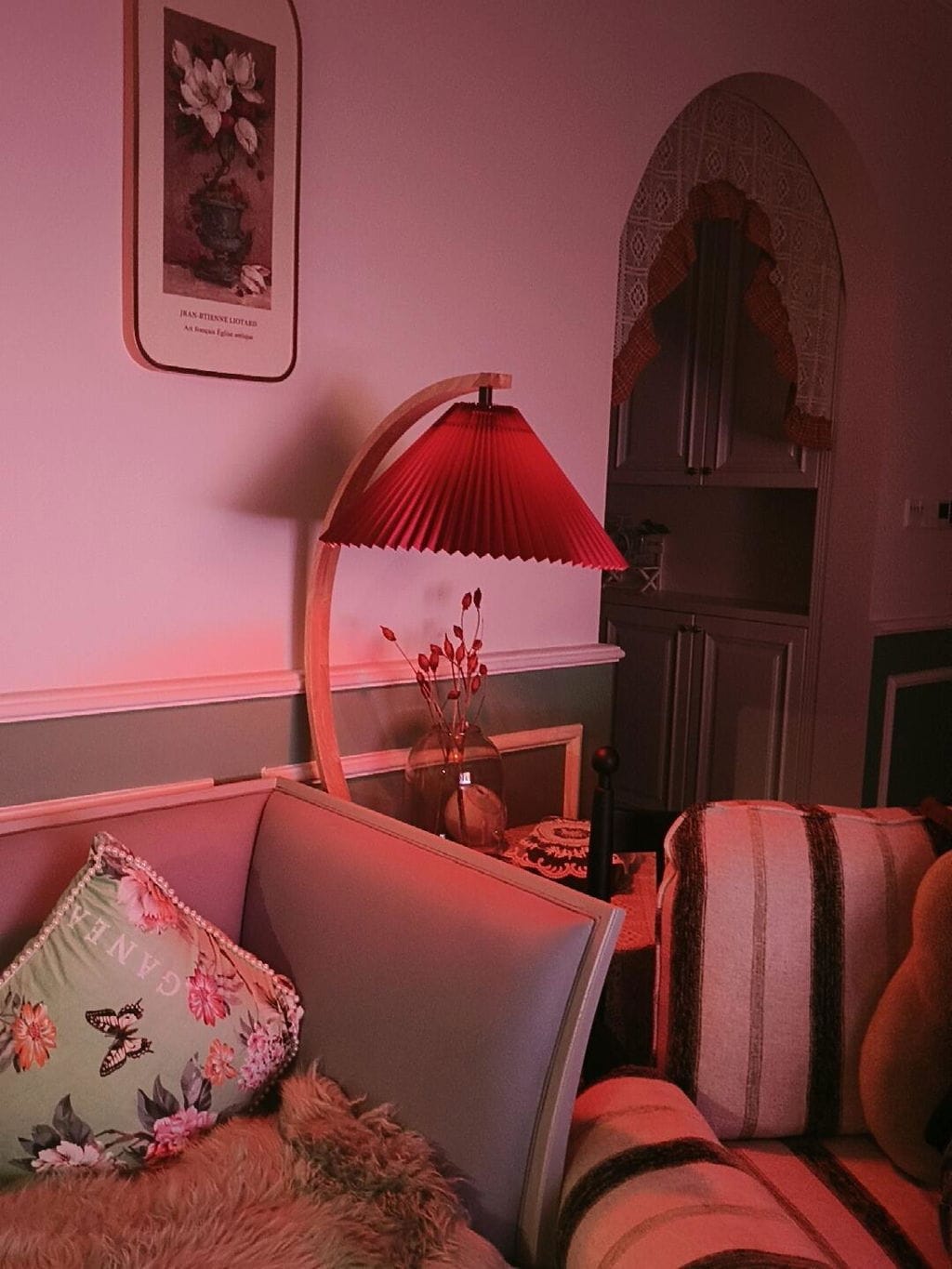 Customer photo review of Floor Lamp, Caprani Beechwood & Linen Shade, E26/E27, Plug-In