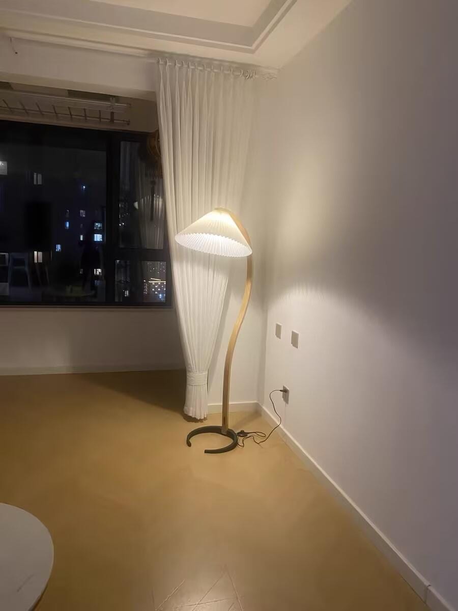 Customer photo review of Floor Lamp, Caprani Beechwood & Linen Shade, E26/E27, Plug-In