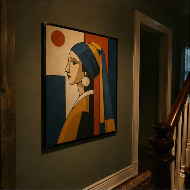 Customer photo review of Geometric Woman Portrait Canvas Wall Art