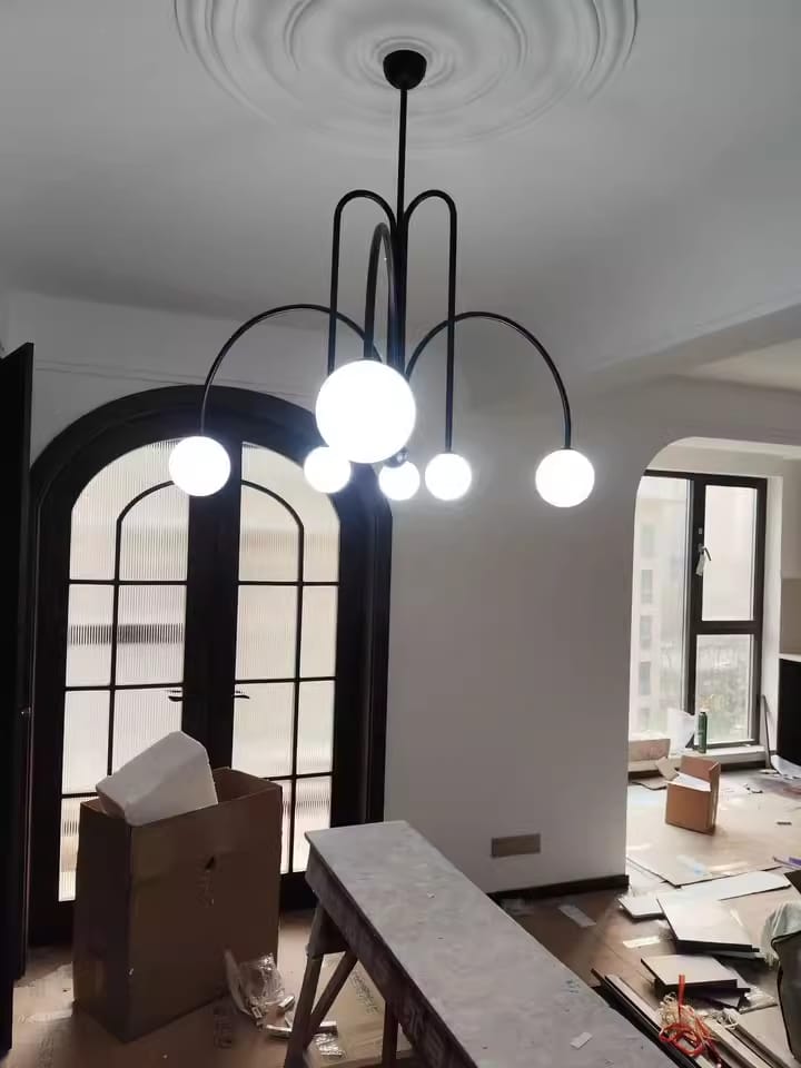Customer photo review of Pendant Light, Gran Finale 6-Head Glass Suspension, G9, Hardwired