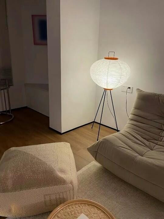 Customer photo review of Floor Lamp, Rice Paper Shade, E26/E27, Plug-In, Sculptural