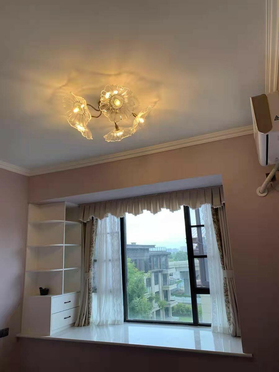 Customer photo review of Ceiling Light, Frosted Leaf Glass Shades, Gold, E27, Lotus Leaf