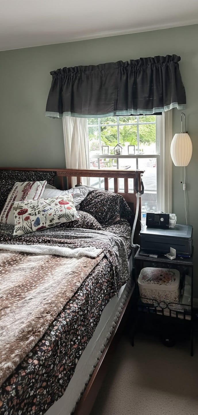 Customer photo review of Wall Sconce, White Polymer Shade, Walnut & Chrome, Swivel Plug-In E26