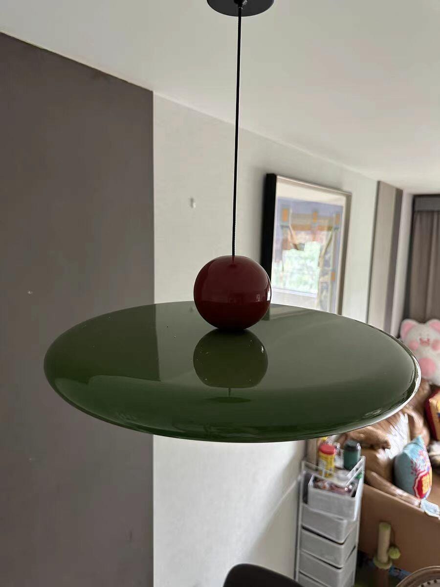 Customer photo review of Lola Pendant Light, Round Disc, White Shade, Integrated LED, Dimmable