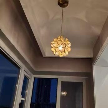 Customer photo review of Glass Petal Pendant Light, Handblown Shade, Brass Fitting, E26/E27
