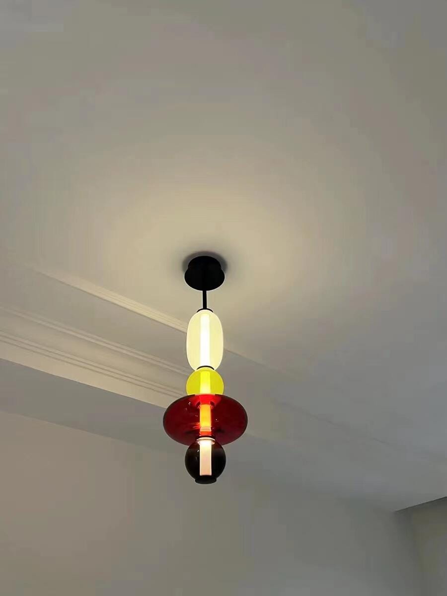 Customer photo review of Pendant Light, Tinted Glass Jar Shades, Integrated LED, Black Body