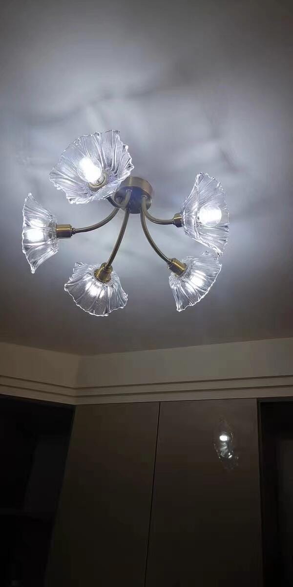 Customer photo review of Ceiling Light, Frosted Leaf Glass Shades, Gold, E27, Lotus Leaf