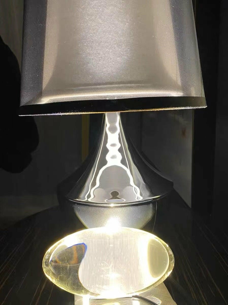 Customer photo review of Table Lamp, Atman Crystal Glass Oval, Chrome Base, Integrated LED