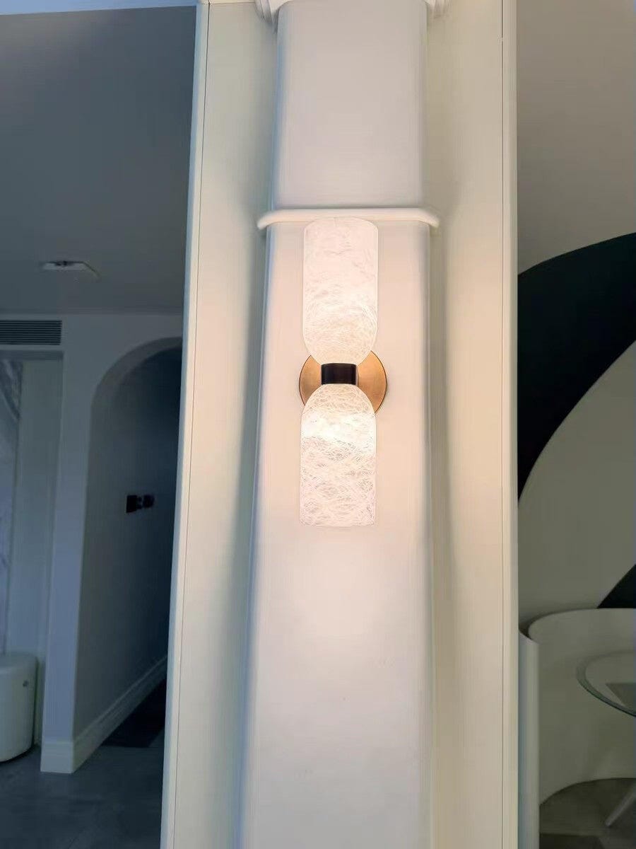 Customer photo review of Wall Sconce, Twin Alabaster Columns, Bronze Nexus, E14 Dimmable