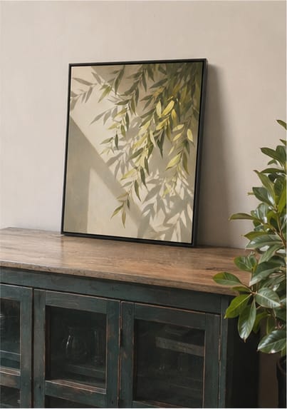 Customer photo review of Sunlit Leaves Canvas Wall Art