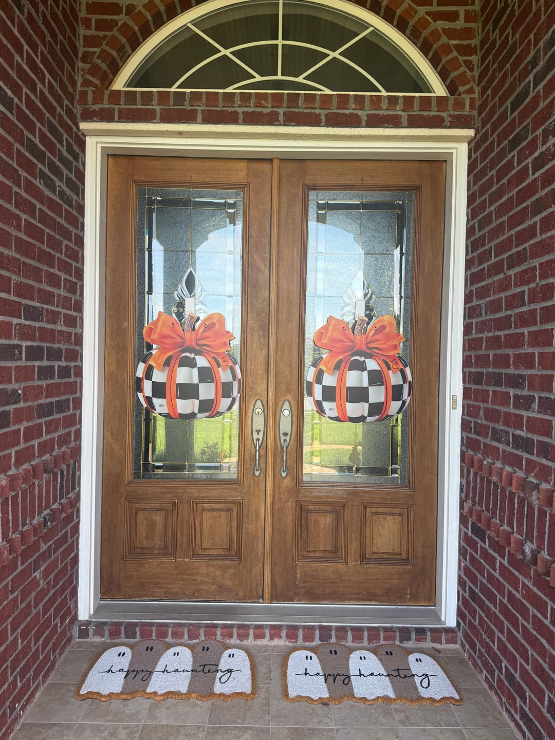 Customer photo review of Elegant Checkered Pumpkin Door Hanger