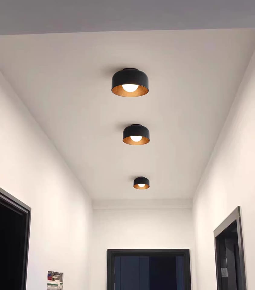 Customer photo review of Ceiling Light, White Glass Globe, Wood Grain, G9 Hardwired