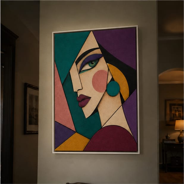 Customer photo review of Abstract Geometric Woman Canvas Wall Art